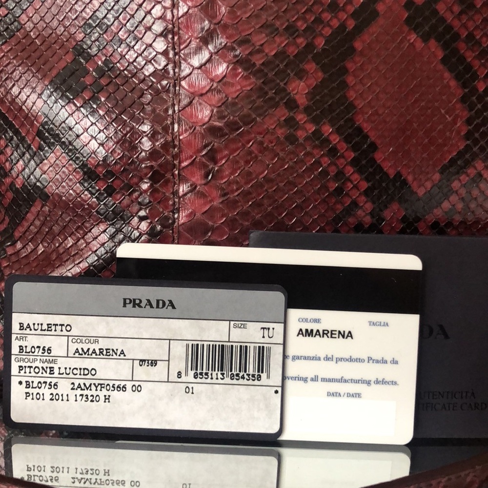 PRADA Purple Snakeskin Bauletto BL0756 Satchel Purse Bag - Picture 2 of 16